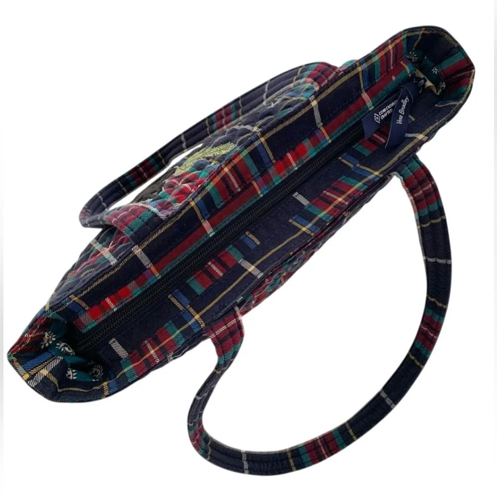 RARE Vera Bradley Scottie Dog Tote Shoulder Bag  Quilted Plaid Winter Snowflake - Picture 7 of 9